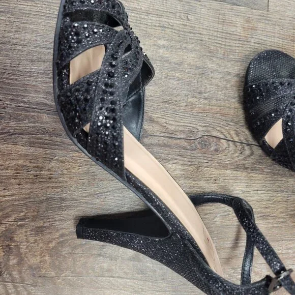 Delicious High Heels Ankle Strap Rhinestone Open Toe Buckled ADDUP Shoes - Picture 3 of 8